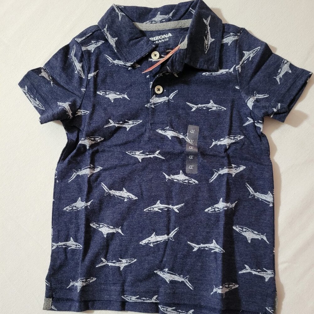 Arizona Jean Co. NWT 4T Polo shirt sharks. Mixed Bin Z25
